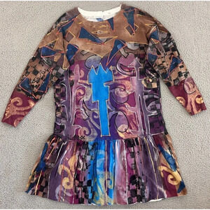 Vintage VC Torias Dress size XL Signed Hand painted Graffiti Art to Wear 90s
